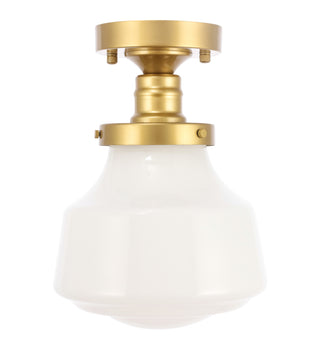 Lyle 1 light Brass and frosted white glass Flush mount