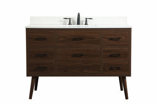 48 inch Single bathroom vanity in walnut with backsplash