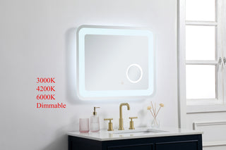 Lux 24in x 30in Hardwired LED mirror with magnifier and color changing temperature 3000K/4200K/6000K