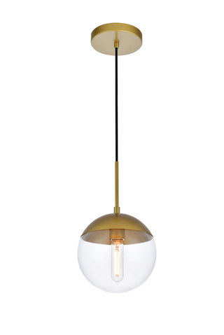 Eclipse 1 Light Brass Pendant With Clear Glass