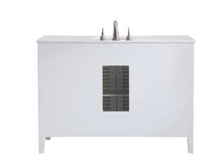 48 inch Single Bathroom vanity in White with ivory white engineered marble