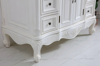 42 inch Single Bathroom vanity in antique white with ivory white engineered marble