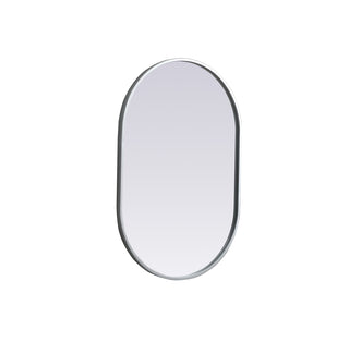 Metal Frame Oval Mirror 20x30 Inch in Silver