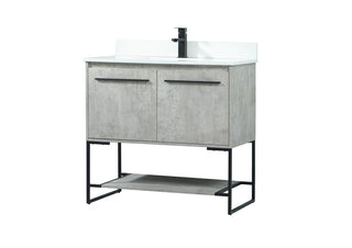 36 inch Single bathroom vanity in concrete grey with backsplash