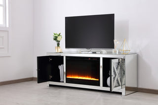59 in.crystal mirrored TV stand with crystal insert fireplace
