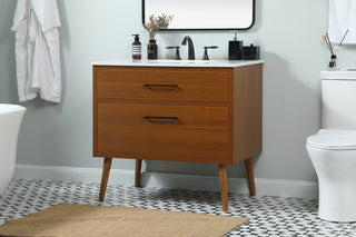 36 inch Single bathroom vanity in teak