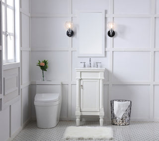 18 inch Single Bathroom vanity in antique white with ivory white engineered marble