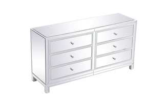 60 inch mirrored six drawer cabinet in white