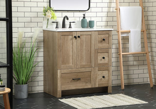 32 inch Single bathroom vanity in natural oak with backsplash