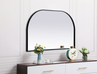 Metal Frame Arch Mirror 39x24 Inch in Black