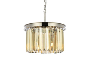 Sydney 3 light polished nickel Pendant Golden Teak (Smoky) Royal Cut Crystal