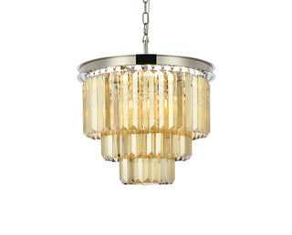 Sydney 9 light polished nickel Chandelier Golden Teak (Smoky) Royal Cut Crystal