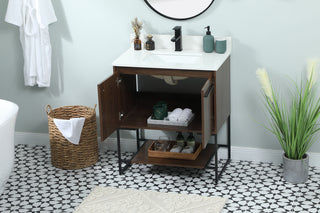 30 inch Single bathroom vanity in walnut with backsplash