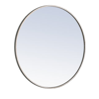 Metal frame Round Mirror 28 inch Silver finish