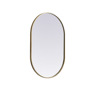 Metal Frame Oval Mirror 24x36 Inch in Brass