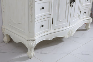 48 inch Single Bathroom vanity in antique white  with ivory white engineered marble