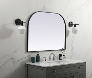 Metal Frame Arch Mirror 40x30 Inch in Black