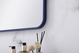 Soft corner metal rectangular mirror 24x36 inch in Blue