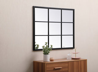 Metal windowpane mirror 32 inch x 40 inch in Black