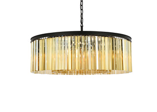 Sydney 10 light Matte Black Chandelier Golden Teak (Smoky) Royal Cut Crystal