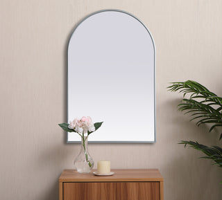 Metal Frame Arch Mirror 24x36 Inch in Silver