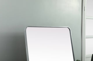 Soft Corner Metal Rectangle Full Length Mirror 32x72 Inch in Silver