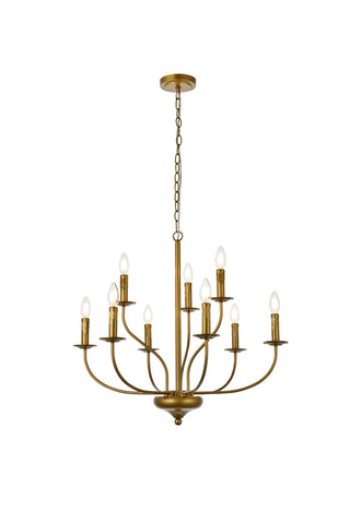 Westley 9 lights pendant in brass