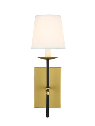 Eclipse 1 light Brass and Black and White shade wall sconce