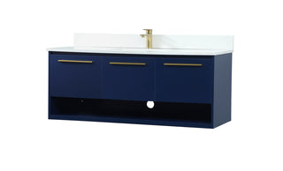 48 inch Single bathroom vanity in blue with backsplash