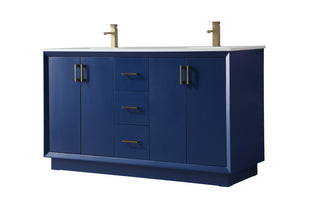 60 Inch Double Bathroom Vanity In Blue