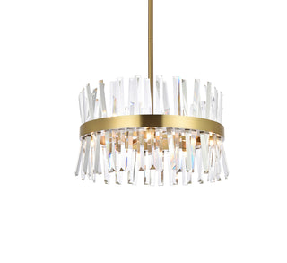 Serephina 20 inch crystal round pendant light in satin gold