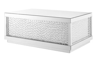 48 inch Rectangle Crystal Coffee Table In Clear Mirror Finish