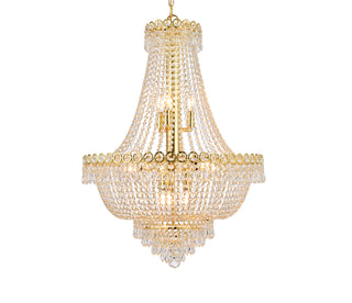 Century 12 light Gold Chandelier Clear Royal Cut Crystal