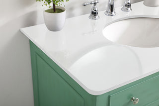 36 inch Single Bathroom vanity in vintage mint with ivory white engineered marble