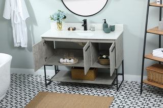 48 inch Single bathroom vanity in concrete grey with backsplash