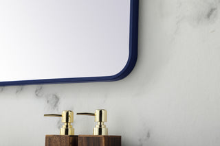 Soft corner metal rectangular mirror 30x40 inch in Blue