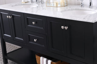 60 in. double sink bathroom vanity set in Black