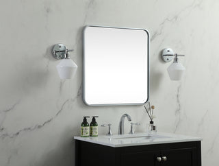 Soft corner metal square mirror 24x24 inch in Silver