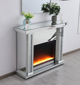 47.5 in. Crystal mirrored mantle with crystal insert fireplace