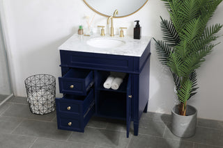 32 inch Single bathroom vanity in blue