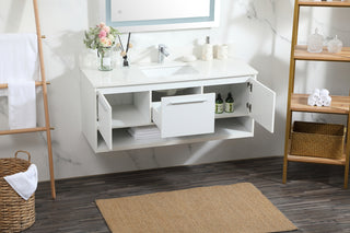 48 inch Single bathroom vanity in white with backsplash