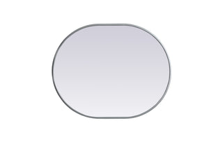 Metal Frame Oval Mirror 24x30 Inch in Silver