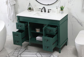 48 inch Single bathroom vanity in green with backsplash