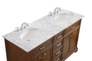 60 In. Double Bathroom Vanity Set In Teak