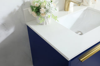 30 inch Single bathroom vanity in blue with backsplash