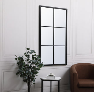 Metal windowpane mirror 28 inch x 48 inch in Black