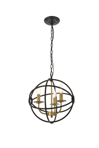 Octavia 3 light Brass and Dark Brown Pendant