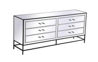 James 72 in. mirrored six drawer chest in black