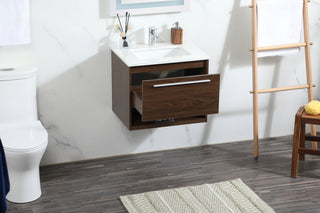 24 inch Single bathroom vanity in walnut