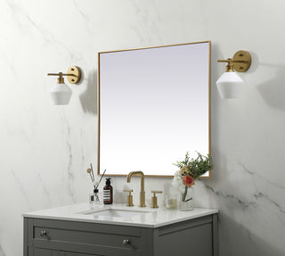 Metal Frame Square Mirror 42 inch in Brass